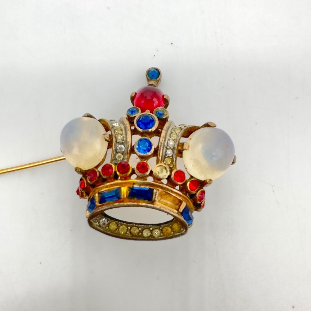 Vintage Trifari Jelly Belly Crown Pin Brooch Sterling Silver Alfred Filippe - Picture 8 of 16